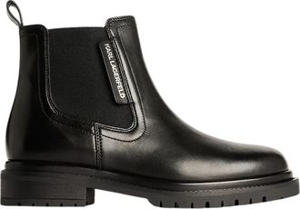 Karl Lagerfeld Binky Enkellaarzen - Dames - Chelseaboots - Zwart - 41 EU - Leer - Schoenen