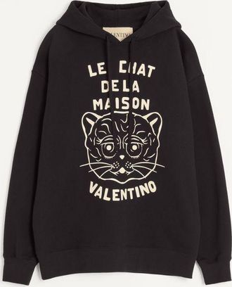 Valentino Felpa In Cotone Con Patch Le Chat De La Maison Uomo NERO/BURRO 3XL