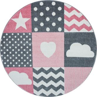 Ayyildiz Teppiche Kinderteppich »Kids 620« rund 12 mm Höhe auch rechteckig, Kurzflor, Sterne Wolken