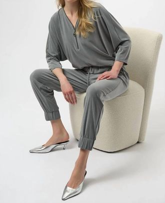 Joseph Ribkoff Zip Front Top In Grey Melange