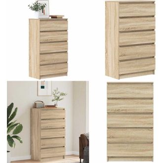 vidaXL Cassettiera Rovere Sonoma 60x36x103 cm in Legno Multistrato - Cassettiera con cassetti - Cassettiera in legno multistrato
