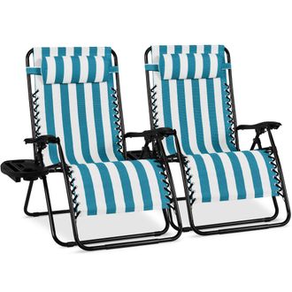 Best Choice Products Set of 2 Extra Wide Zero Gravity Lounge Chair Recliners w/ Cup Holder