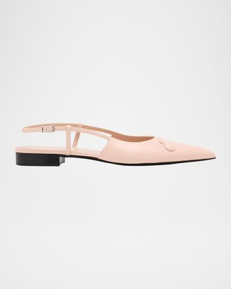 Marni Trunkaroo Leather Pointed-Toe Slingback Flats