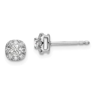 Diamond2Deal 14K White Gold 1/3 ct Lab Grown Diamond Cushion Halo Stud Earrings VS Clarity, G-H Color