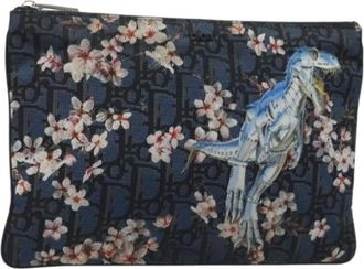Dior Pre-owned Clutches, female, Blue, Size: ONE SIZE Pre-owned Nylon Trotter Canvas Clutch