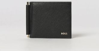 HUGO BOSS Saffiano Leather Bifold Wallet with Money Clip and Metal Logo