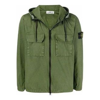 Stone Island Garment Dyed Hooded Shirt Jacket Olive 7615122WN-V0158