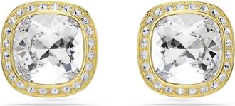 Swarovski Una Angelic Stud Earrings, Cushion Cut, White, 18K Gold Finish