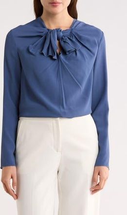 Longchamp Tie Neck Top in Blue at Nordstrom Rack, Size 10 Us / 42 Fr