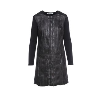 Móveis Conquista Zwart gebreide jurk met kunstlederen detail