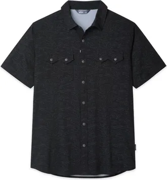 Stio | Mens Shifter Shirt Short Sleeve, Size Extra Large in Abyss Clouds