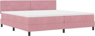 vidaXL Box Spring Bed with Mattress Pink 200 x 200 cm Fabric Vidaxl