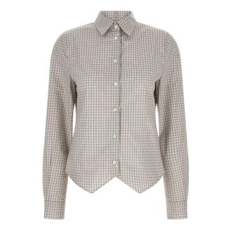 Maison Margiela Overhemden, Dames, Beige, S, Katoen, Shirt met puntige zoom aan de voorkant