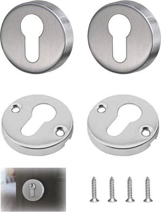 OEM Allecto Plus - Juego De Rosetas De Acero Inoxidable Para Cerraduras De Puertas Interiores - Plateado (4 Tornillos Incluidos)