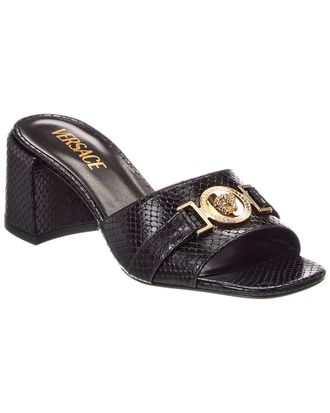 Versace Medusa Snake-Embossed Leather Mule