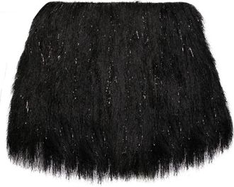 sacai fringed shorts - women - Polyester/Cupro/Polyester/Wool - 2 - Black