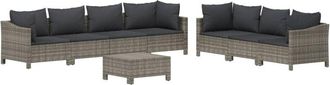 vidaXL Set De Muebles De Jard&iacute;n 8 Pzas Y Cojines Rat&aacute;n Sint&eacute;tico Gris Vidaxl