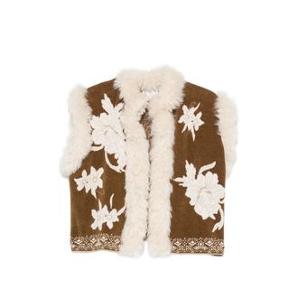 Forte_Forte Floral-intarsia Shearling-trim Jacket