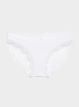 Miiyu Womens Scalloped lace-trim bikini panty Organic cotton