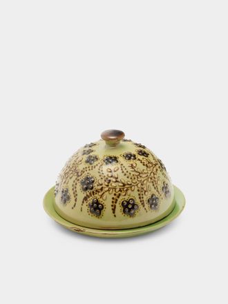 Poterie d'Évires Flowers Hand-Painted Ceramic Small Lidded Butter Dish