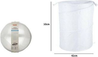 Trade Shop Trade Shop - Cesto Contenitore Porta Biancheria Bucato Giochi Pieghevole 42x50cm Bianco 79850