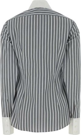 Stella McCartney Womens Embroidered Poplin Shirt Greywhite Cotton Camicie