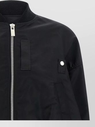 sacai nylon asymmetric high-neck ribbed bomber jacket