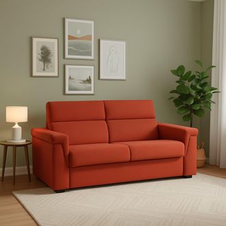 Dmora Dmora - Sof&aacute; Cama 2 Plazas Brusasco, Sof&aacute; Convertible Para Sal&oacute;n, Acolchado, Desenfundable, Calidad 100% Made In Italy, 205x95 H100 Cm, Naranja
