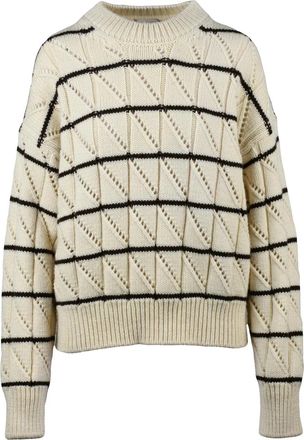 Alysi Perforated Crewneck Sweater with Textured Geometric Pattern