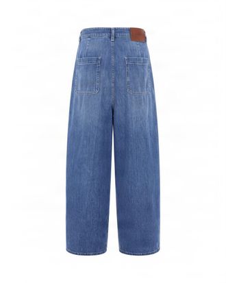 Marni Wide-Leg with Front Pleats Jeans - Blue