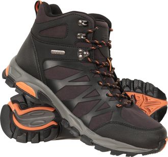 Mountain Warehouse Trekker II Mens Softshell Boots with Heel & Toe Bumpers Waterproof Hiking Shoes Black - Size UK 10