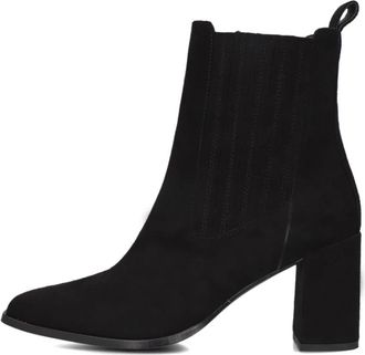 Notre-V Zwarte Su&egrave;de Enkellaarzen Stijlvol Model - Dames - Laarzen met Hak - Zwart - 42 EU - Su&egrave;de - Schoenen