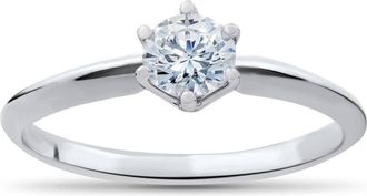 Pompeii3 3/8ct Round Diamond Solitaire Engagement Ring 10K White Gold Size Selectable