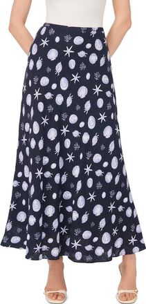 1.State Ocean Print Bias Cut Maxi Skirt in Indigo Night at Nordstrom Rack, Size 10