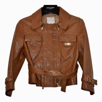 Celine Tan Leather Cropped Jacket Size S