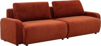 Vente-Unique Sof&aacute; 4 plazas convertible en chenilla terracota YOKIRA