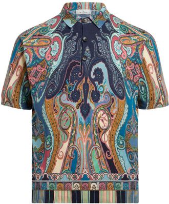 Etro Poloshirt met paisley-print - Blauw