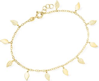 Canaria Canaria Italian 10kt Yellow Gold Leaf Station Bracelet