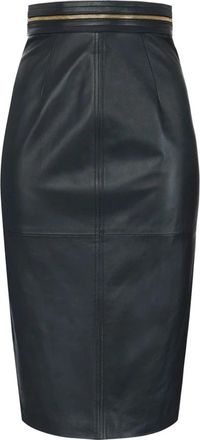 Elisabetta Franchi Leren rok met rits - Dames - Leren & Su&egrave;de rokken - Zwart - M - Leer - Rokken