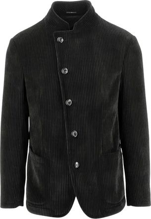 Emporio Armani Ribbed Blazer - Heren - Jassen - Zwart - Maat: XL Leer