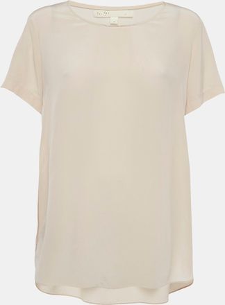 Maje Beige Silk Crew Neck Blouse
