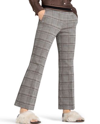Cambio Francoise Check Crop Pant In Black/cream/brown