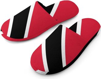 Generic Trinidad Flag Mens Slippers Flannel Warm House Shoes with Rubber Anti-Slip Sole Slip On for Home Outdoor