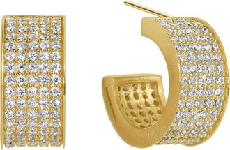 Dean Davidson Petit Pav&eacute; Thick Huggie Earrings in White Topaz/Gold at Nordstrom