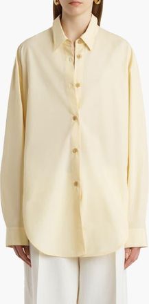 Khaite Organic Cotton Poplin Button-Up Shirt in Pale Yellow at Nordstrom, Size X-Small
