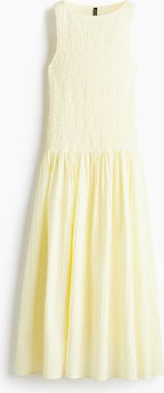 H&M Gesmoktes Kleid aus Seersucker - Yellow
