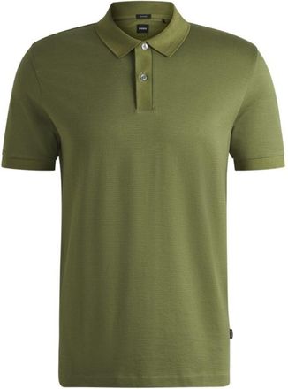 BOSS Mercerized-cotton polo shirt with micro pattern