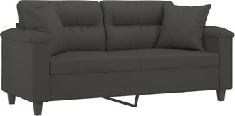 vidaXL Sof&aacute; 2 Plazas Almohadas Y Cojines Microfibra Gris Oscuro 140 Cm Vidaxl