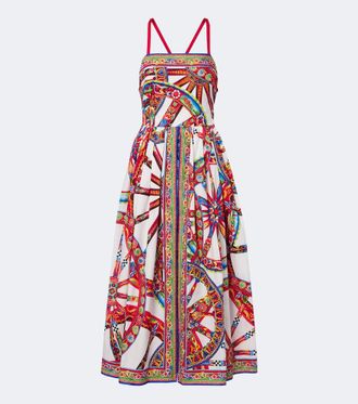 Dolce & Gabbana Carretto gathered cotton poplin midi dress