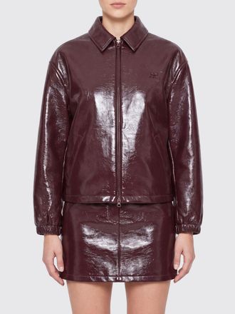 Courr&egrave;ges Giacca corta in cotone spalmato effetto vernice con zip